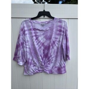 Sportelle Top Women's 1X Top Tye Dye Front Short Sleeve Soft Boxy
